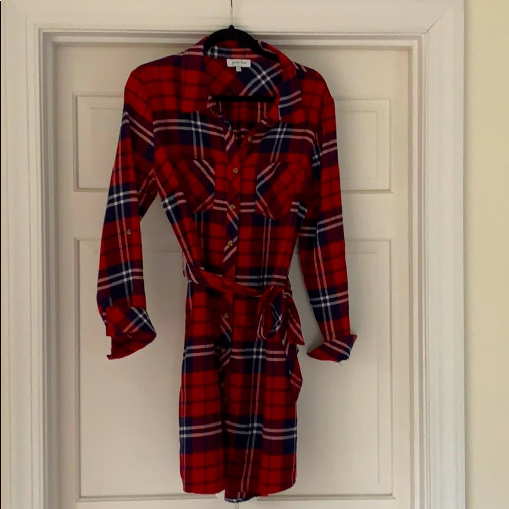 Grace & Lace Flannel Long Sleeve Dress - Large